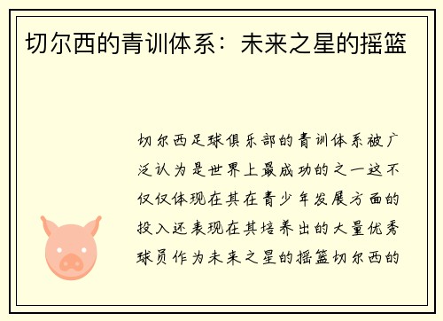 切尔西的青训体系：未来之星的摇篮