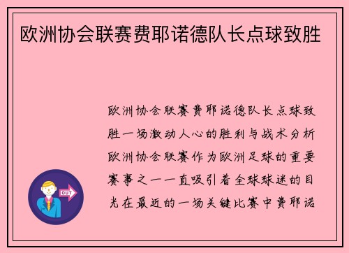 欧洲协会联赛费耶诺德队长点球致胜